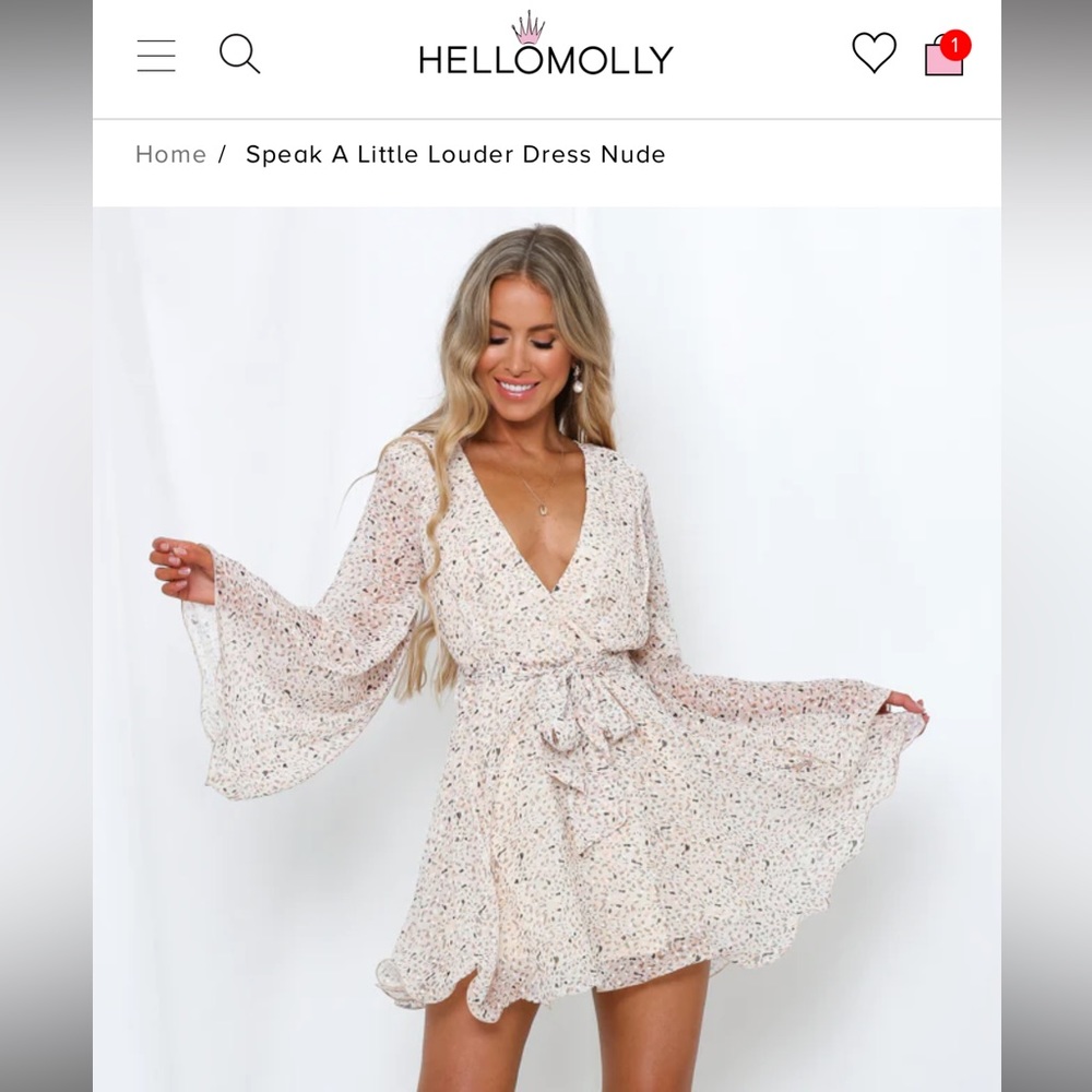 COPY - Hello Molly speak a little louder dress in nude- size medium.